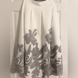 Chic White and Gray Women's Midi Skirt NWOT